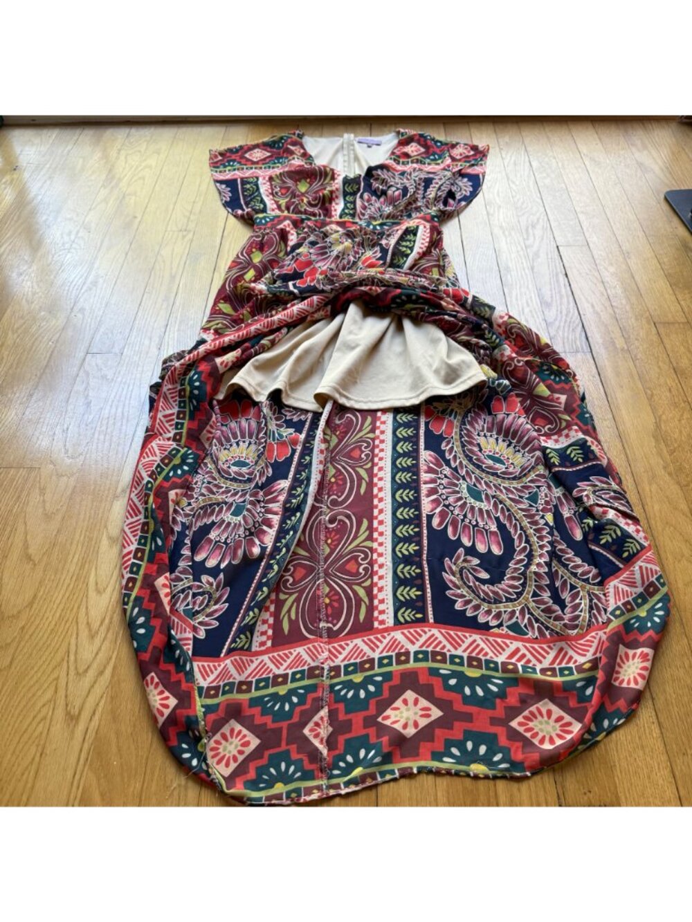 Harper Size M Multicolor Paisley & Floral Print Boho V-Neck Maxi Dress - Picture 15 of 16